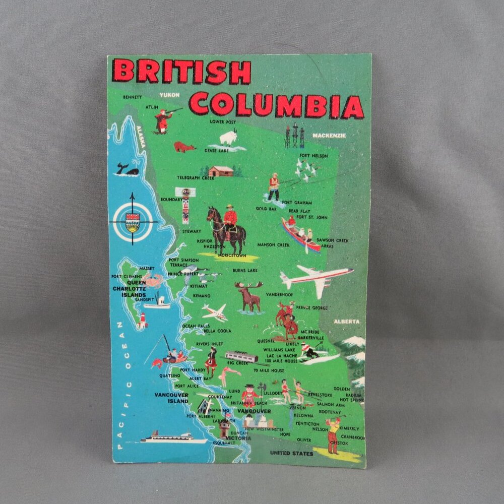 Vintage Postcard - British Columbia Province Cartoon Graphic - Dexter Canada